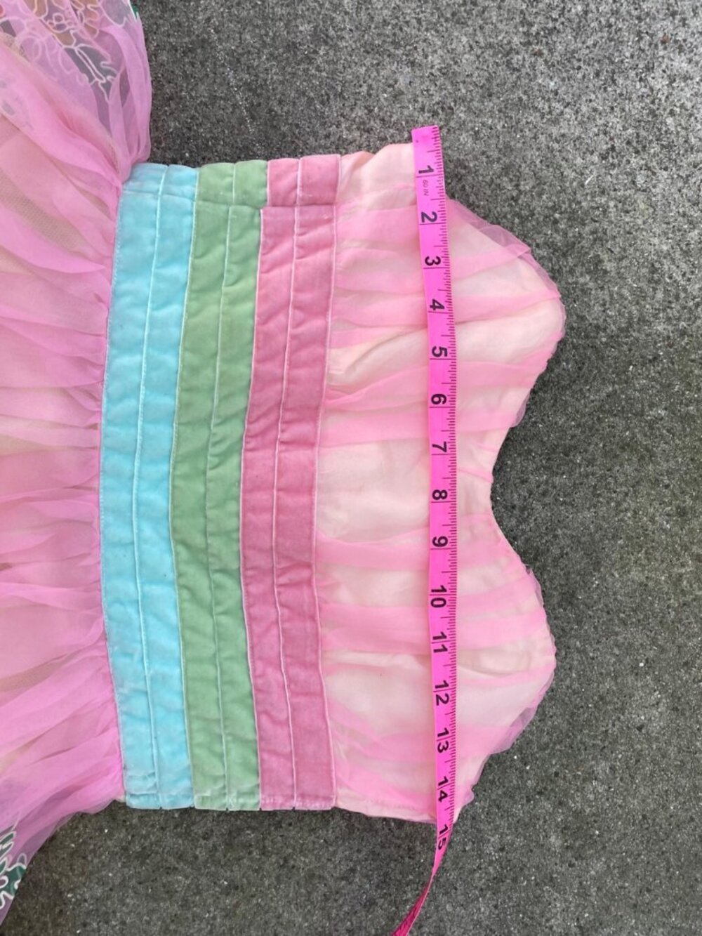 Vintage Y2K Betsey Johnson Dress Tulle Pink Bows Painted Floral Fairy Ethereal S - Picture 13 of 17
